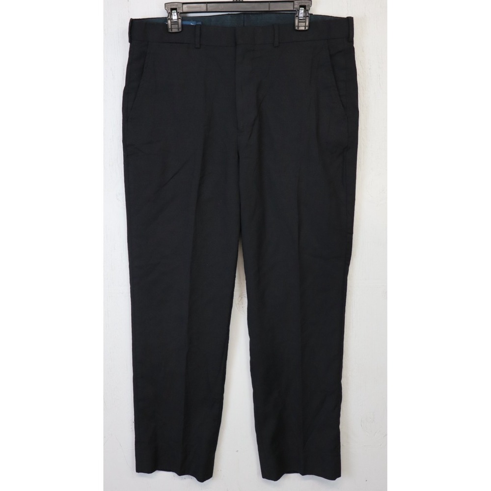 Mens Polo Ralph Lauren Wool Black Dress Pants Slacks Size 34x29 Flat‎ Front Y2K